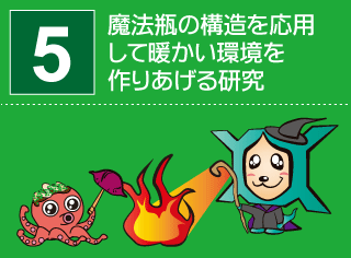 研究番号５：魔法瓶の構造を応用して暖かい環境を
作りあげる研究